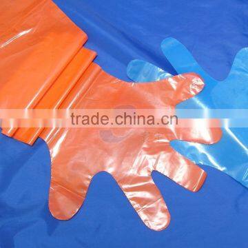 Degradable long plastic gloves