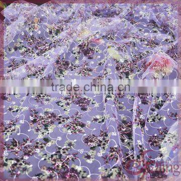 Elegant colorful fancy embroidery tulle lace,china embroidered fabric for dress