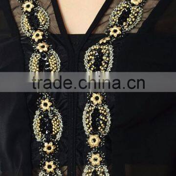 Woman Fancy Tops and Blouses Latest Design Transparent Casual Tops Black With Beads photo-5
