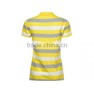 Black and Yellow Striped Women's Office Uniform Design Polo Shirt photo-2