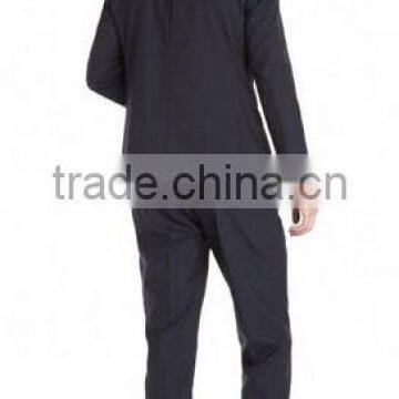 Men's Solid Navy Blue Pinstripe Modern Fit Wool Suit(SHT1137) photo-2