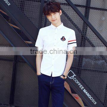 School White Cotton Shirt And Navy Blue Denim Skirt Sets photo-4