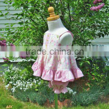 2017 New Arrival Floral Wholesale Children's Boutique Clothing of Baby Clothes Girl Smocked Dress Set photo-4