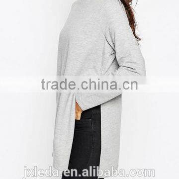 Latest Women Longline Side Splits Crewneck Plain Sweatshirt Wholesale photo-3