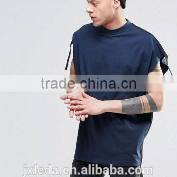 Custom men fashion super oversized sleeveless heavyweight jersey t-shirt with taping