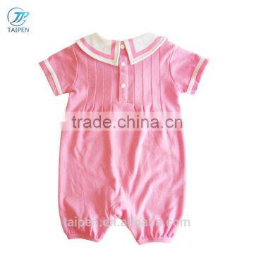 2017 Summer Newborn Baby Girl Bodysuit Pink Color Baby Clothing Short Sleeves Toddlers Romper photo-2
