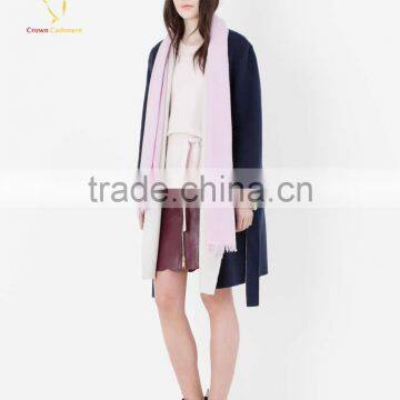 Pure Color Cashmere Silk Scarf with Fringe