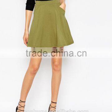 Regular Fit Stretch Waist Soft-touch Jersey Skater Skirt With Pockets photo-3