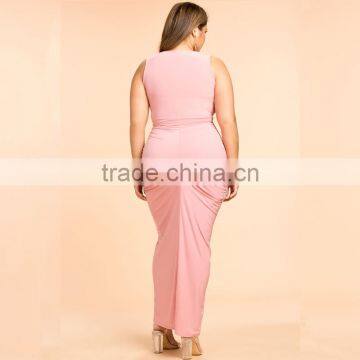 Plunge Neck Sleeveless Plus Size Maxi Evening Dresses for Fat Ladies photo-3