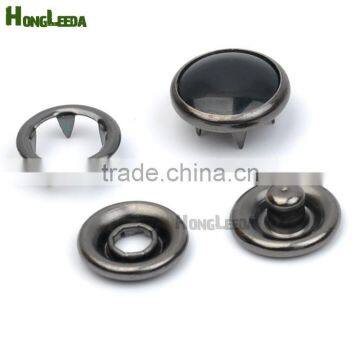 Metal brass 12mm 4 part buttons black pearl prong snap button fastener black nickle / gun metal color #333