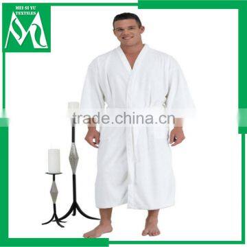 Bath robe 100% cotton white mens towelling robe with hood