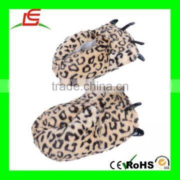 comfortable Winter warm fluffy Leopard grain Dinosaur Claws plush slipper