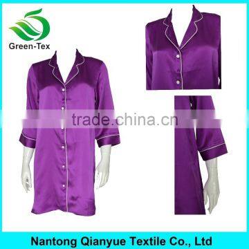 100% pure silk high quality sexy shirt dress sleepwear