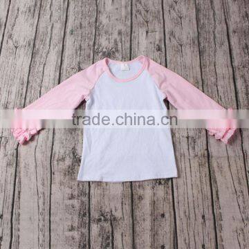 Yawoo Hot Sale Long Sleeve Floral Patterns Children Boutique Clothing Ruffle Raglan photo-6