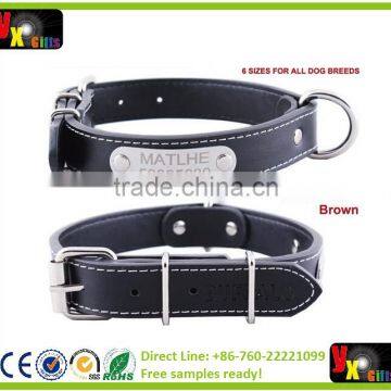 Never Lose Your Pet !Special Only For You! Real Cow Leather Engraving Tag( Free Engraving Pet Name, Owner Phone NO.) Dog Collar