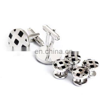 Popular Metal Studs Black Sliver Cufflinks With Buttons photo-2