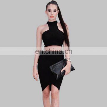 wholesale plain crop tops formal dress women 2 piece bodycon suits