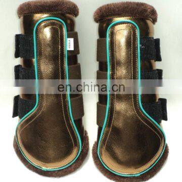 GOLD PATENT HORSE BRUSHING BOOTS