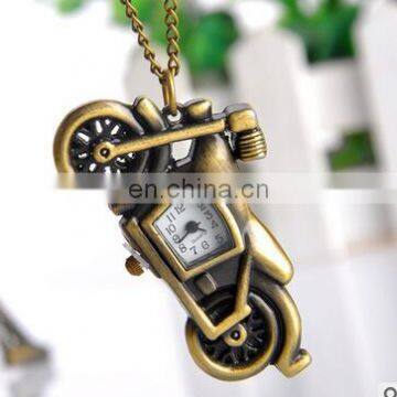 Bronze Vintage Retro Motorcycle Motorbike Pocket Watch Necklace Pendant Women Watches Quartz Watches for Men Children Best Gifts