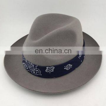 SS2017 Wool Felt Fedora Hat with bandana