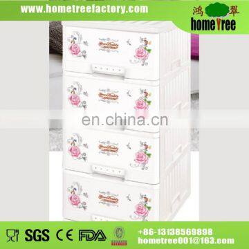 4 layers printing plastic storage drawers with wheel