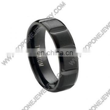 Custom black laser engraved titanium ring for sale