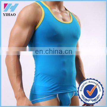 Trade Assurance Yihao wholesale burnout Breathable Mesh Tight Stretch Gym Bodybuilding Sexy tank top men 2015