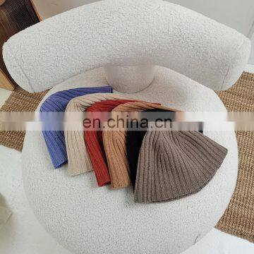 Japanese niche knitting bucket hat female solid color casual wild fisherman hat Korean version of the   autumn and winter