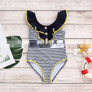 One Piece Children Bikini Swimsuit Summer Toddler Girl striped Swimwear Polka Dot Ruffles   Baby Girl Beach Bathing Suit