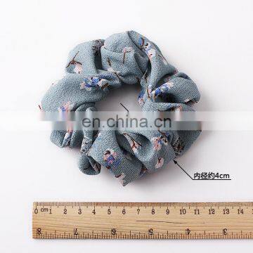 Vintage Hair Scrunchies Lady Crinkle Chiffon Scrunchie Women Flower Elastic Hair Bands Girls Headwear Floral Rubber Hair Tie