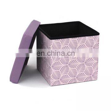 RTS factory wholesale modern home furniture  PVC Leather foldable storage ottoman for clothes