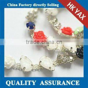 Y1125 China YAX factory wholesale fancy crystal chain trimming;fancy rhinestone chain trimming