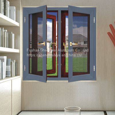 Made in china aluminum material casement windows with double tempered glass