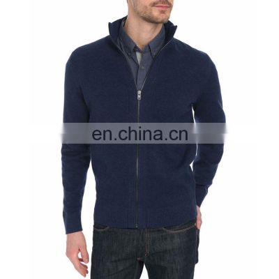 Men 100% merino wool knitted cardigan sweater with zipper