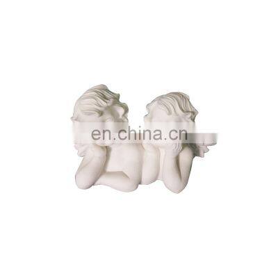 custom 3d nordic luxury arts ceramic angel wings statue wall home decoration accessories for living room