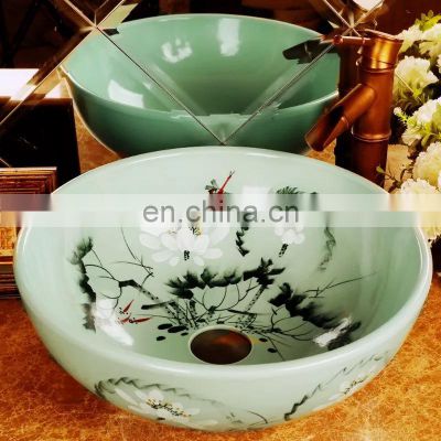 Hand painted porcelain sink ceramic art basin