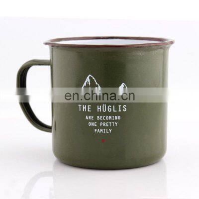 350ml 500ml popular simplicity vintage personalized stainless black steel enamel mug with sublimation coating