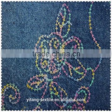 floral embroidered denim fabric