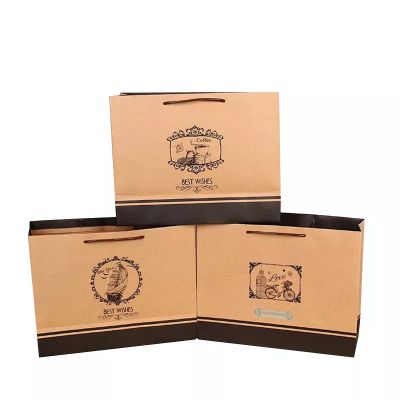 folding brown kraft paper shopping gift package bags