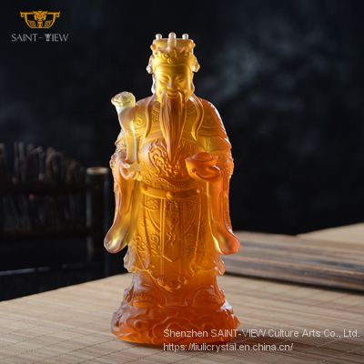 SAINT-VIEW Crystal God of Wealth Office Statue Mini Buddha Statue Chinese