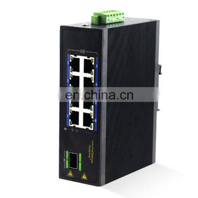 Industrial 1SFP port 8 gigabit  POE switch optic fiber media converter transceiver