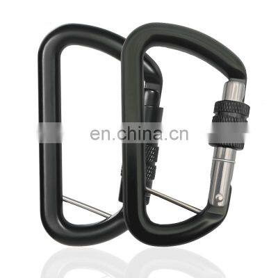 JRSGS 11kN D-Shaped Light Weight Snap Hook Aluminum Carabiner With Screw for Outdoor Hammock Clip S7807