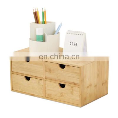 Home Office Workspace Bamboo Desktop Document & File Holder Cabinet Bathroom Counter Organizer with Drawers