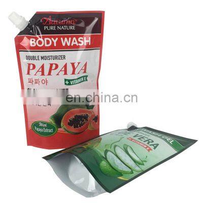 Plastic Stand up Nylon Pouch Packing Body Wash Goat Milk Gel Liquid Packaging Spout Bag With Cap photo-3