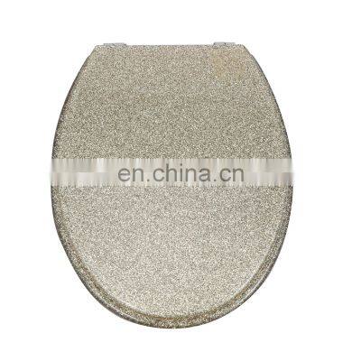 Polyresin glitter zinc alloy hinge Round Toilet Seat  polyresin toilet seat  Toilet  glittery