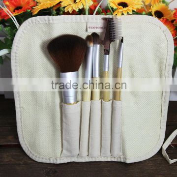 5pcs Natural Goat Hair bamboo handle makeup brushes set