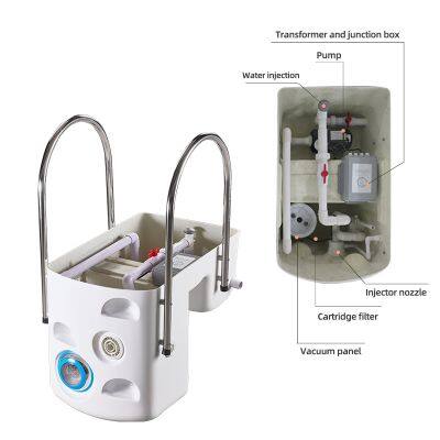Pipeless Kids Pool Filter Wall-Mounted Filter With Ladder for Children Swimming Pool Portable Filter With LED Light