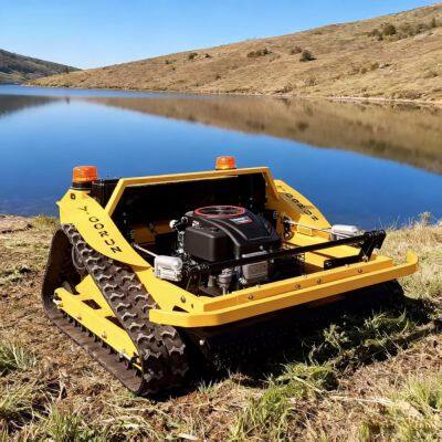 Máquina de cortar grama para encostas operada remotamente, híbrida a gás-elétrica, com chassi de aço, sem fio e a gasolina, para agricultura industrial, com alcance de 200 metros de distância