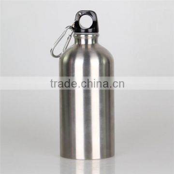 Shenzhen Mlife manufature single wall 18/8 18/0 500ml stainless steel sports water bottle with carabiner, custom logo print