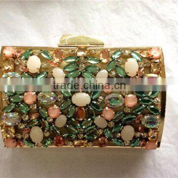 2015 new Korean style evening bag clutch purse floral design with Diamond embellishment